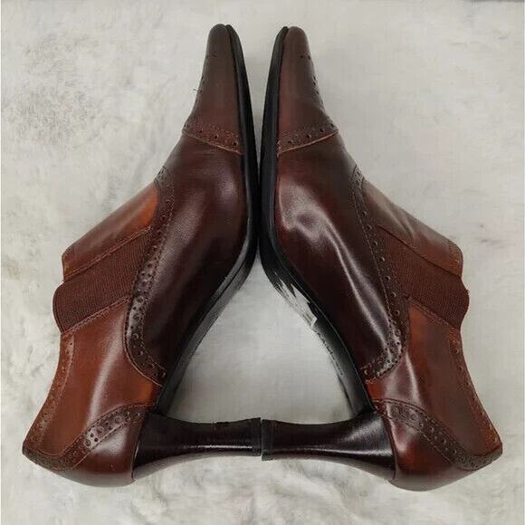 Vintage Brown square toe ankle booties sz 9 - Picture 4 of 6